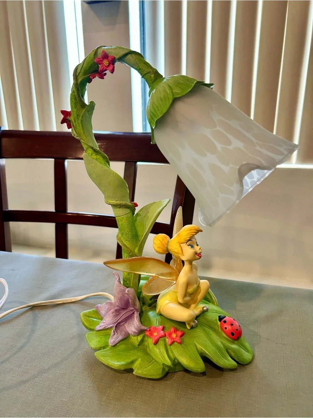 Tinker Bell Floral Table Lamp - Green/White